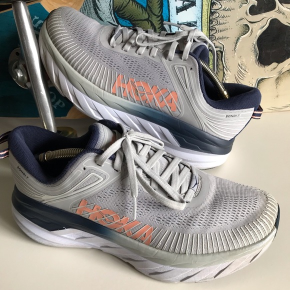 Hoka Bondi 7 'Lunar Rock Black Iris' Sz 8D - Picture 1 of 10